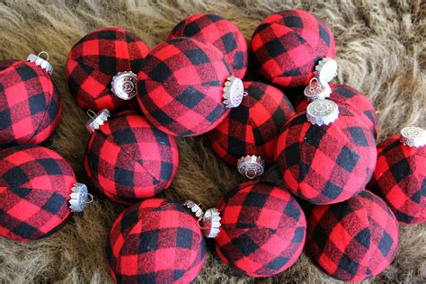 red and black plaid christmas ornaments